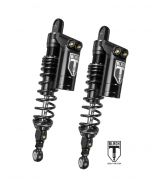 BLACK-T Twin-Shock Set Stage3 with reservoir and length adjustment for Triumph Speed Twin from 2019 onwards.