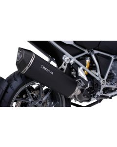REMUS Black Hawk muffler slip on, stainless steel black, all street legal for BMW R1200GS (LC) / R1200GS Adventure (LC) from 2017
