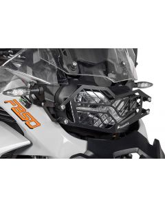Stainless steel black headlight protector with quick release fastener for BMW F850GS Adventure *OFFROAD USE ONLY*